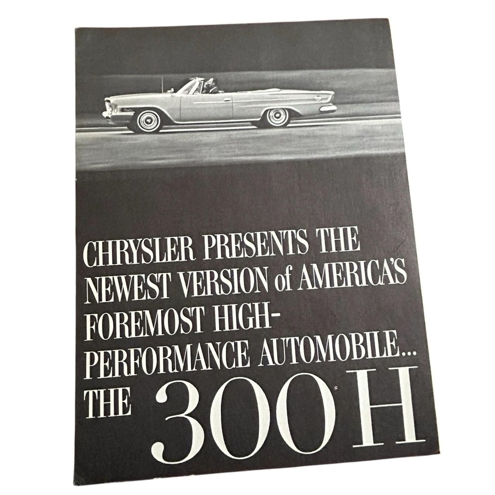 Vintage 1962 Chrysler 300H‎ Dealer Sales Brochure Classic Performance Car